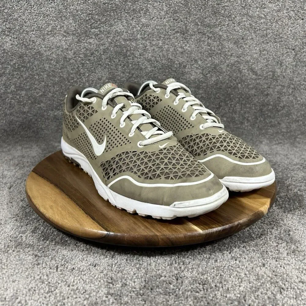 Nike Air Rate Tour 379200-212 Men’s Size 11.5 Khaki Mesh Spiked Golf Shoes Used - Picture 2 of 11